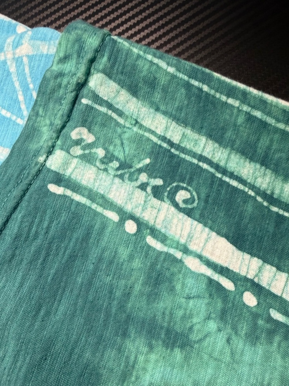 🌿 Grebe Batik Bamboo Tree Tie Dye Top XL Blue Green Artsy Cotton Handmade - Picture 7 of 9